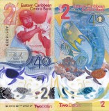 Bancnota Insulele Caraibe 2 Dollars 2023 Polymer UNC, Bancnote America, Caraibe