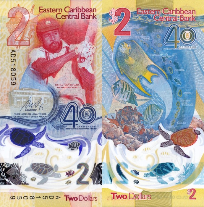 INSULELE CARAIBE 2 dollars 2023 polymer UNC!!!