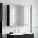 vidaXL Dulap cu oglindă pentru baie Stejar Negru 63,5 x 15,5 x 60,5 cm 889248