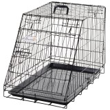 Cusca pentru caine, metal, plastic, cu maner transport, pliabila, negru, 47x77x60 cm, ART