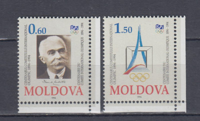MOLDOVA 1994 CENTENARUL COMITETULUI INTERNATIONAL OLIMPIC SERIE MNH foto