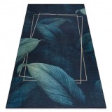 ANDRE 1170 covor lavabil Frunze, geometric anti-alunecare - albastru, 120x170 cm