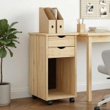 vidaXL Cabinet mobil cu roata Maro 34 x 39 x 65,5 cm Lemn masiv de pin 42032391