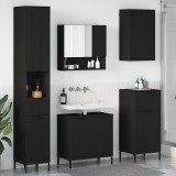 Cumpara ieftin Set de mobilier pentru baie Negru Lemn de inginerie, Metal