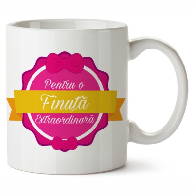 Cana alba personalizata Pentru O Finuta Extraordinara, INOVATIX&amp;reg;. 330ml foto