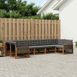 Cumpara ieftin Set de canapele de exterior 7 buc. 7-Locuri Natural si Negru