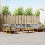 vidaXL Set de canapele de exterior 10 pcs Gri natural și deschis 3368219