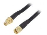 Cablu 50&Omega; 1m RP-SMA tată-mamă negru