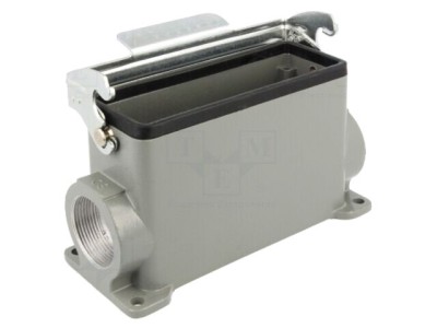 Carcasă metalică MOLEX HDC 24B cu clichet și montare pe panou, unghi &amp;icirc;nalt, gri foto