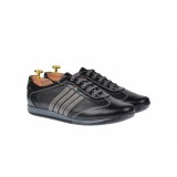 Adidasi Barbati Piele Naturala Ciucaleti Negri - Pantofi Sport Confortabili - Marimi 39-44