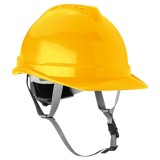 Casca industriala galbena cu chinga sub barbie si reglaj 52-64 cm