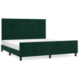 Cumpara ieftin Cadru de pat cu tablie, verde inchis, 180x200 cm, catifea