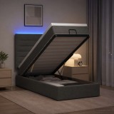 Cumpara ieftin Pat Ottoman cu Saltea si LED Gri inchis 80 x 200 cm Tesatura