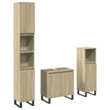 Cumpara ieftin Set mobilier de baie, 3 piese, stejar sonoma, lemn prelucrat