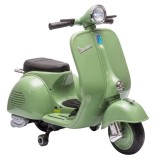 AIYAPLAY Motocicletă Electrică pentru Copii 3+ Ani, Licență VESPA, 6V, cu Roți Ajutătoare Detașabile, Max. 30 kg, Verde | Aosom Romania