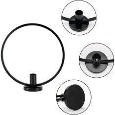 Set 2 suporturi pentru lumanari, inaltime totala 1 x 29 cm, 1 x 23 cm, metal, negru
