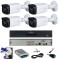 Sistem de supraveghere 4 camere Dahua, 5 MP, IR 80M, lentila 3.6MM, Starlight, DVR Dahua 4 canale, 5MP, Accesorii SafetyGuard Surveillance