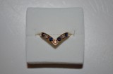 Inel Aur 9K, Diamante 0.09ct &amp; Safire 0.16ct, Anglia Vintage, Marimea 53