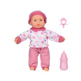 Papusa Bebelus cu sunete si accesorii, Roz, 33 cm, ATU-088425, Plastic, Oem