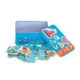 Puzzle 24 de piese, vehicule, cu cutie metalica de depozitare, multicolor