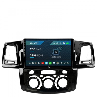 Navigatie Toyota Hilux (2008-2014) Clima Manuala, Android 12, P-Octacore 2GB RAM + 32GB ROM, 9 Inch - AD-BGP9002+AD-BGRKIT082 foto