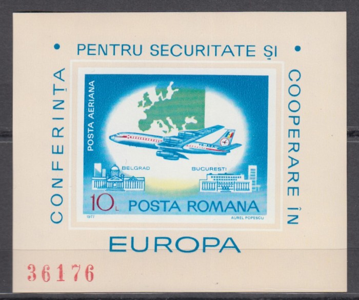 ROMANIA 1977 LP 939 CONFERINTA PENTRU SECURITATE COLITA NEDANTELATA MNH