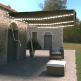 VidaXL Copertină automată cu senzor v&acirc;nt &amp; LED, antracit, 600x350 cm