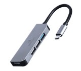 HUB extern GEMBIRD, porturi USB: USB 3.1 x 1, USB 2.0 x 3, conectare prin USB Type-C, argintiu, &quot;UHB-CM-U3P1U2P3-01&quot; (timbru verde 0.8 lei)