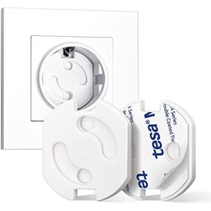 Set 20 bucati protectii priza cu adeziv, CEDA HOME&reg;, anti curentare bebelusi, copii, cu mecanism de rasucire, Alb