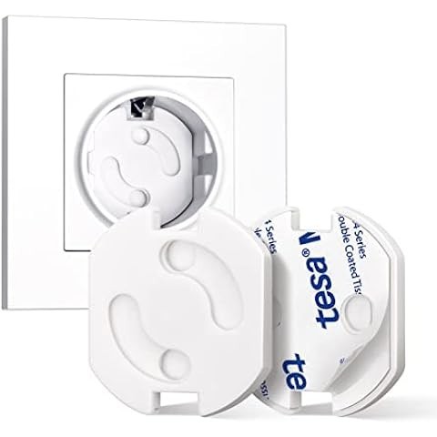 Set 20 bucati protectii priza cu adeziv, CEDA HOME&reg;, anti curentare bebelusi, copii, cu mecanism de rasucire, Alb