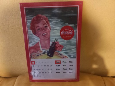 Reclama metalica Coca Cola Calendar magnetic foto