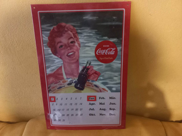 Reclama metalica Coca Cola Calendar magnetic