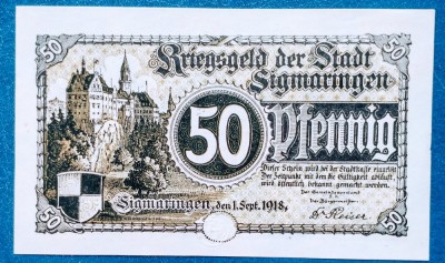 GERMANIA SIGMARINGEN -50-PFENING-1918🛑UNC foto