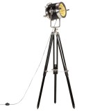 vidaXL Lampă de podea cu trepied, negru, 171 cm, lemn masiv de mango
