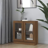 vidaXL Dulap cu vitrină, stejar maro, 82,5x30,5x80 cm, lemn prelucrat