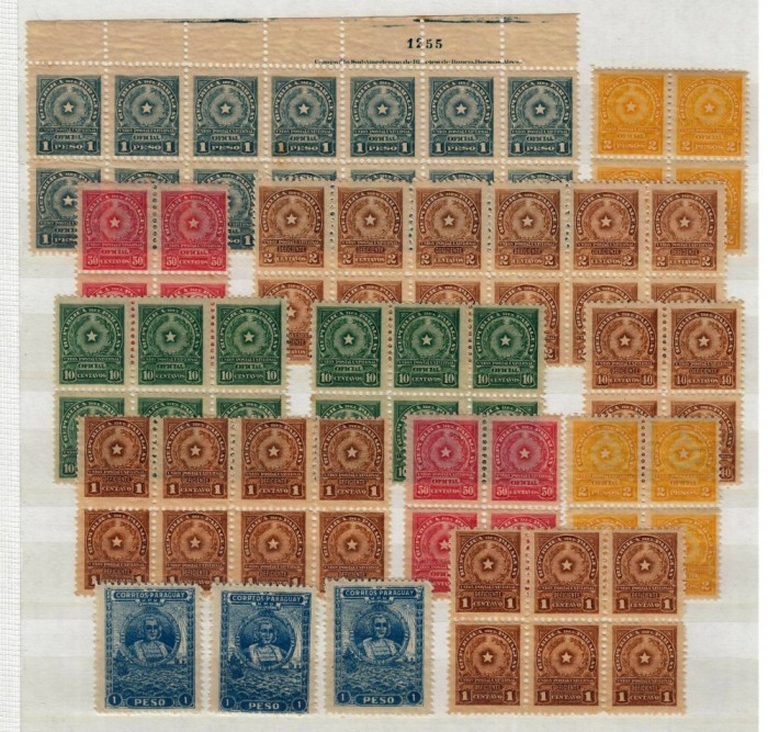 PARAGUAY 1913 - MINICOLECTIE BLOCURI SI FRAGMENTE MNH