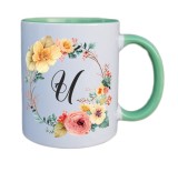 Cana maner verde personalizata cu initiala U, INOVATIX&reg;. 330ml, Oem