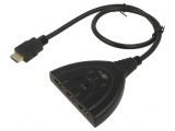Switch HDMI HDCP 1.4 0.55m Negru 3 Porturi, Goobay