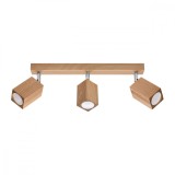 Lampă De Tavan Keke Stejar Lemn 3 Becuri Pătrate Scandinave De Interior