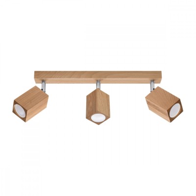 Lampă De Tavan Keke Stejar Lemn 3 Becuri Pătrate Scandinave De Interior foto