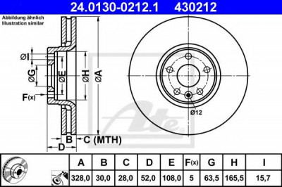 Disc frana VOLVO XC60 (2008 - 2016) ATE 24.0130-0212.1 foto