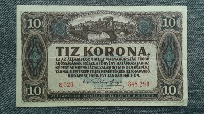 10 Korona 1920 Ungaria / seria 348293 foto