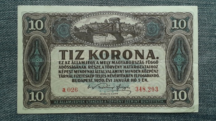 10 Korona 1920 Ungaria / seria 348293