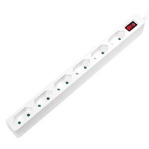 PRELUNGITOR LOGILINK, Euro skt x 6, conectare prin Schuko (T), cablu 1.5 m, 7.5 A, protectie contact accidental, on / off, alb, &quot;LPS232&quot; (timbru verde