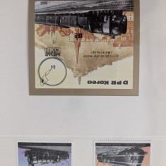 coreea de nord - Timbre trenuri, locomotive, cai ferate, nestampilate MNH