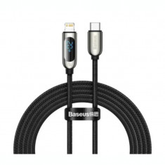 Cablu Alimentare si Date Baseus Display Fast Charging USB Type-C la Lighting iPhone 20W braided 2m Negru foto