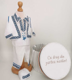 Set Botez Traditional Raul 28 , 2 piese costumas traditional si cufar brodat botez