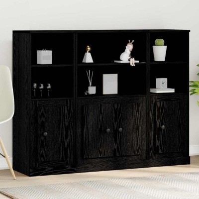 vidaXL Highboard Stejar Negru Lemn compozit foto