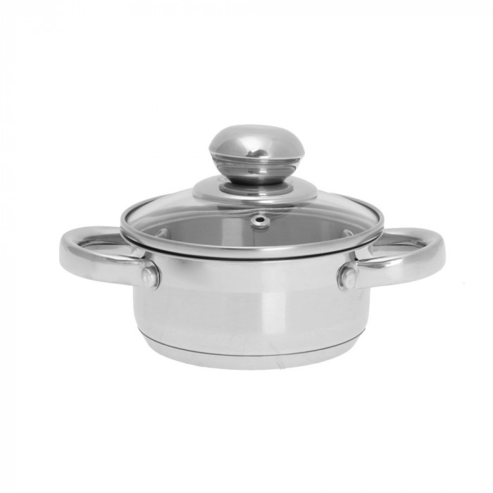 Oala cu capac din inox, capacitate 0.5 litri, 12 cm, Kinghoff