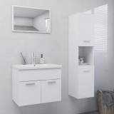 VidaXL Set mobilier de baie, alb extralucios, PAL